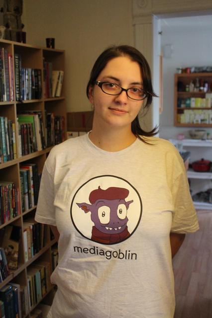 Image for Morgan wearing MediaGoblin shirt