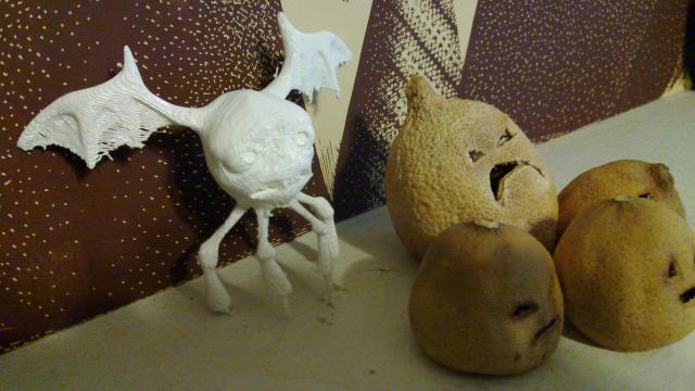 Image for Psycho printed, next to jack-o-lemons